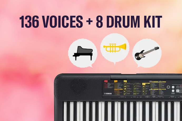 136 Voices (including 41 World Voices) + 8 Drum Kits (including 5 World Drum Kits)